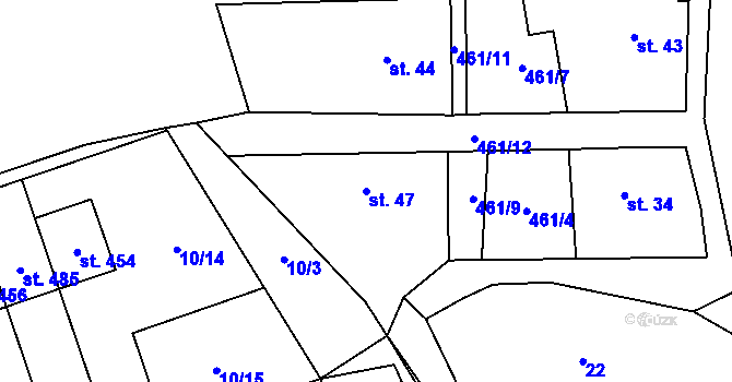 Parcela st. 47 v KÚ Husinec u Řeže, Katastrální mapa