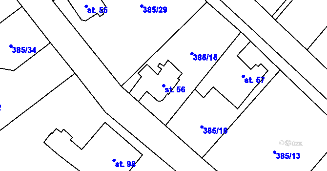 Parcela st. 56 v KÚ Husinec u Řeže, Katastrální mapa