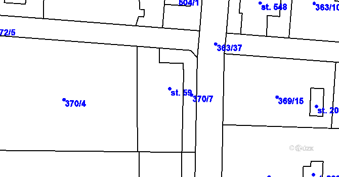 Parcela st. 59 v KÚ Husinec u Řeže, Katastrální mapa