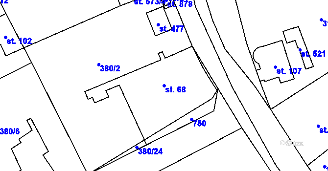 Parcela st. 68 v KÚ Husinec u Řeže, Katastrální mapa