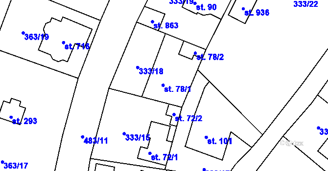 Parcela st. 78 v KÚ Husinec u Řeže, Katastrální mapa