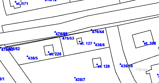 Parcela st. 127 v KÚ Husinec u Řeže, Katastrální mapa