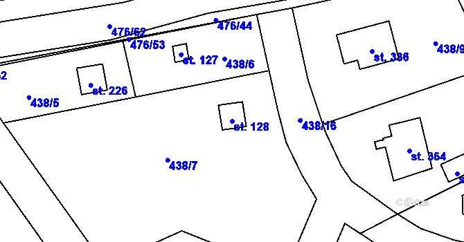 Parcela st. 128 v KÚ Husinec u Řeže, Katastrální mapa