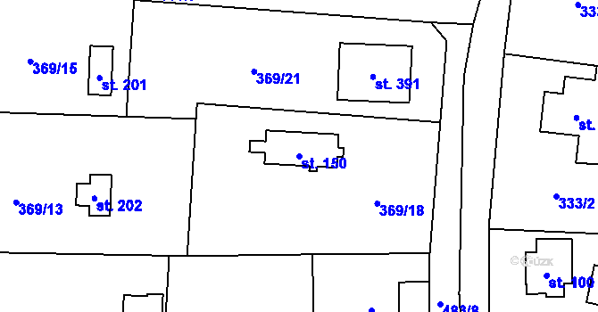 Parcela st. 150 v KÚ Husinec u Řeže, Katastrální mapa