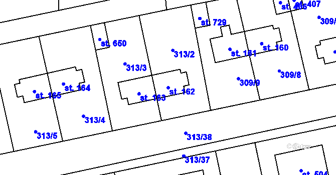 Parcela st. 162 v KÚ Husinec u Řeže, Katastrální mapa