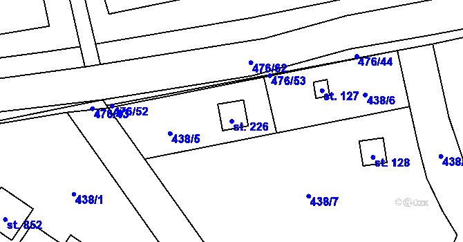 Parcela st. 226 v KÚ Husinec u Řeže, Katastrální mapa