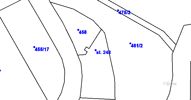 Parcela st. 248 v KÚ Husinec u Řeže, Katastrální mapa