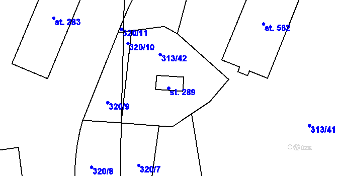 Parcela st. 289 v KÚ Husinec u Řeže, Katastrální mapa
