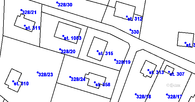 Parcela st. 315 v KÚ Husinec u Řeže, Katastrální mapa