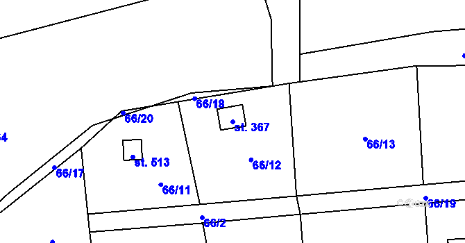 Parcela st. 367 v KÚ Husinec u Řeže, Katastrální mapa