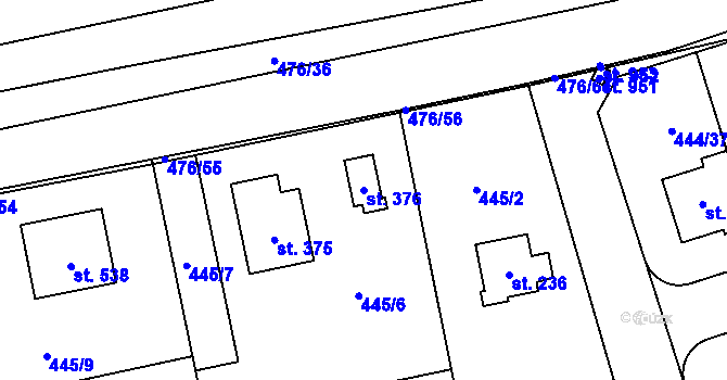 Parcela st. 376 v KÚ Husinec u Řeže, Katastrální mapa