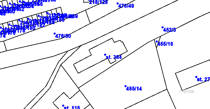 Parcela st. 384 v KÚ Husinec u Řeže, Katastrální mapa
