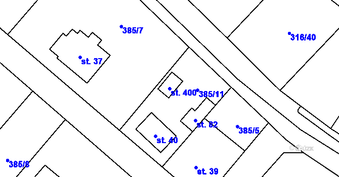 Parcela st. 400 v KÚ Husinec u Řeže, Katastrální mapa