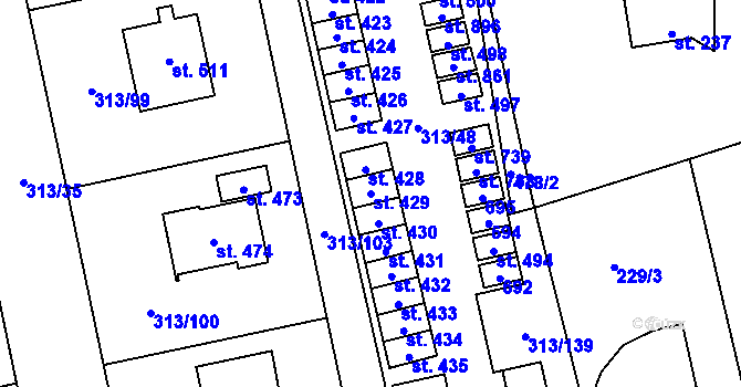 Parcela st. 429 v KÚ Husinec u Řeže, Katastrální mapa