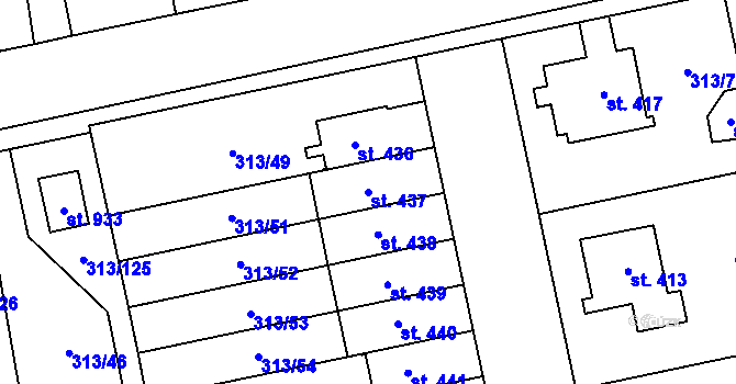 Parcela st. 437 v KÚ Husinec u Řeže, Katastrální mapa