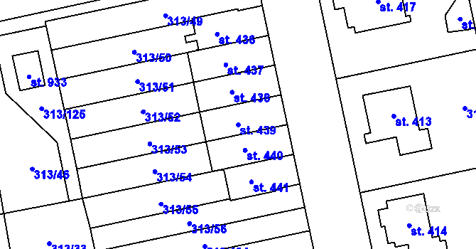 Parcela st. 439 v KÚ Husinec u Řeže, Katastrální mapa
