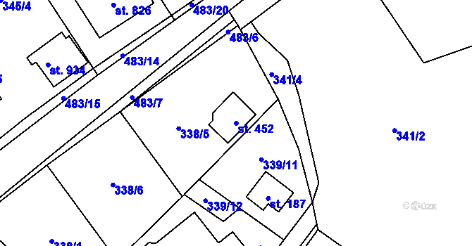Parcela st. 452 v KÚ Husinec u Řeže, Katastrální mapa