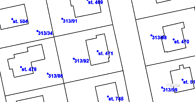 Parcela st. 471 v KÚ Husinec u Řeže, Katastrální mapa