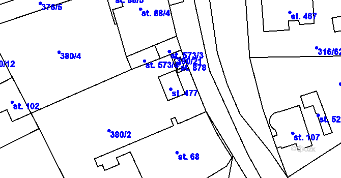 Parcela st. 477 v KÚ Husinec u Řeže, Katastrální mapa