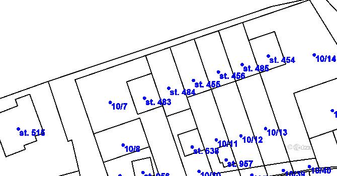Parcela st. 484 v KÚ Husinec u Řeže, Katastrální mapa