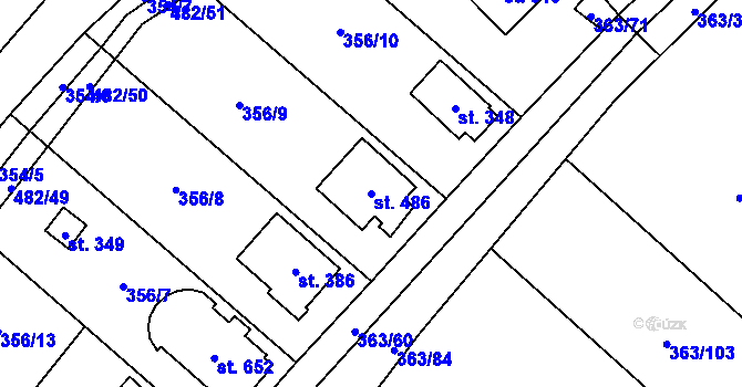 Parcela st. 486 v KÚ Husinec u Řeže, Katastrální mapa