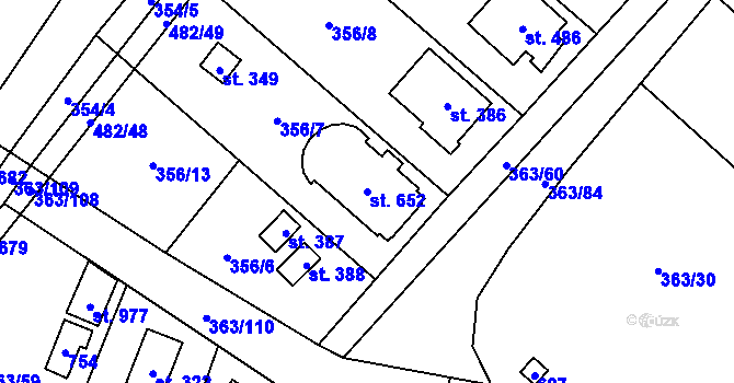 Parcela st. 652 v KÚ Husinec u Řeže, Katastrální mapa