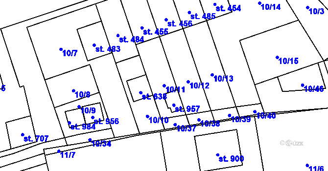 Parcela st. 10/11 v KÚ Husinec u Řeže, Katastrální mapa