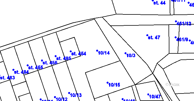 Parcela st. 10/14 v KÚ Husinec u Řeže, Katastrální mapa