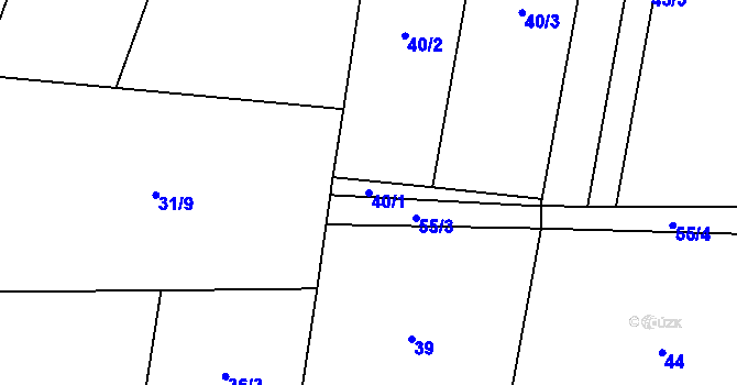 Parcela st. 40/1 v KÚ Husinec u Řeže, Katastrální mapa