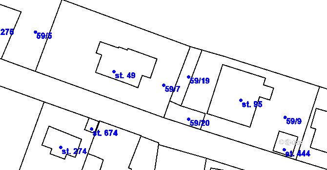 Parcela st. 59/7 v KÚ Husinec u Řeže, Katastrální mapa