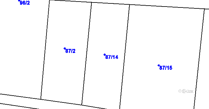 Parcela st. 87/14 v KÚ Husinec u Řeže, Katastrální mapa