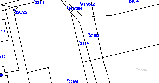 Parcela st. 218/4 v KÚ Husinec u Řeže, Katastrální mapa