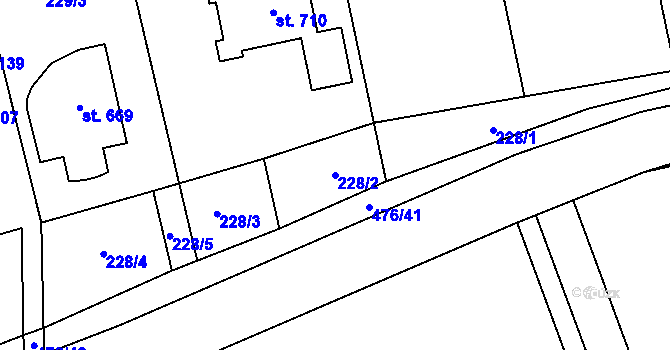 Parcela st. 228/2 v KÚ Husinec u Řeže, Katastrální mapa