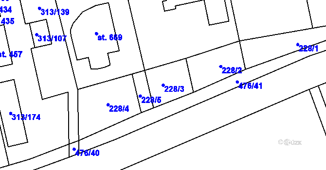 Parcela st. 228/3 v KÚ Husinec u Řeže, Katastrální mapa