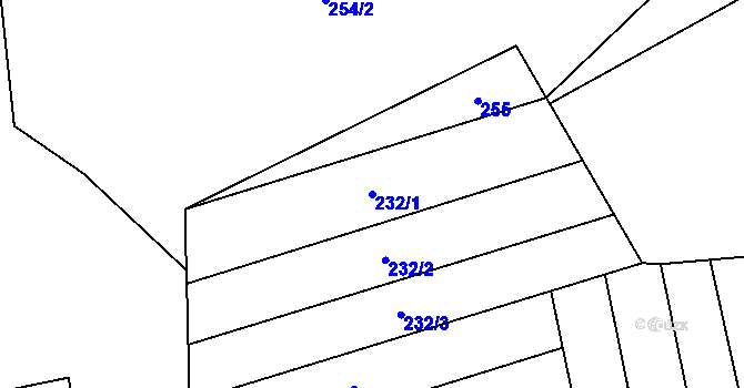 Parcela st. 232/1 v KÚ Husinec u Řeže, Katastrální mapa