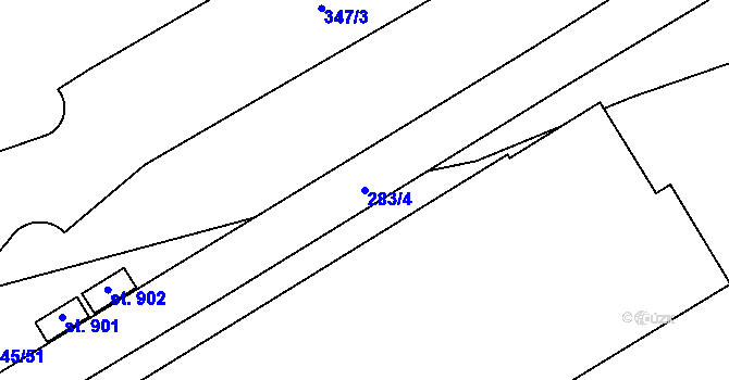 Parcela st. 283/4 v KÚ Husinec u Řeže, Katastrální mapa