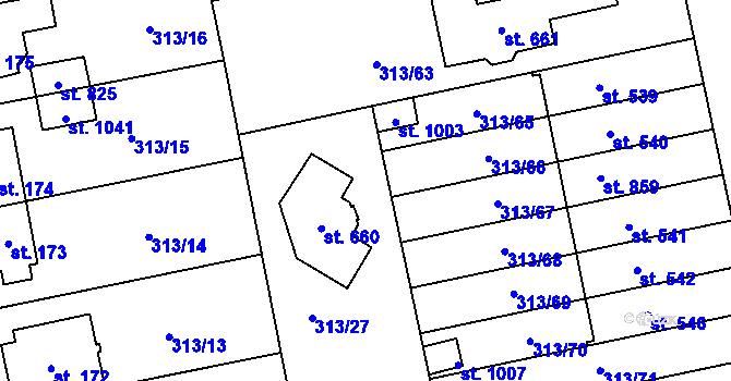 Parcela st. 313/28 v KÚ Husinec u Řeže, Katastrální mapa