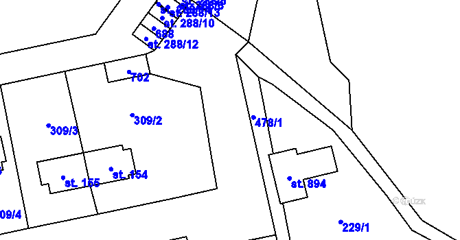 Parcela st. 313/45 v KÚ Husinec u Řeže, Katastrální mapa