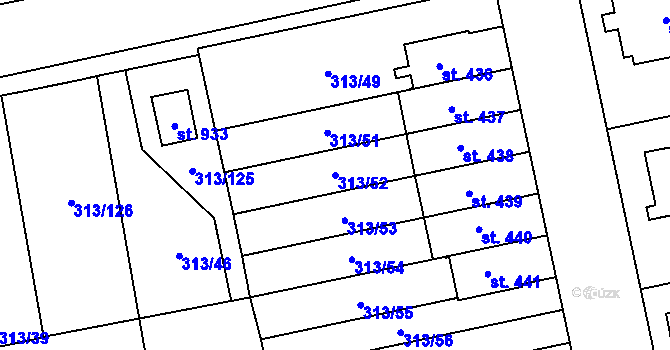 Parcela st. 313/52 v KÚ Husinec u Řeže, Katastrální mapa