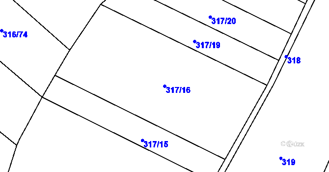 Parcela st. 317/16 v KÚ Husinec u Řeže, Katastrální mapa