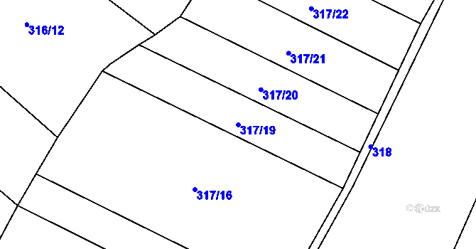 Parcela st. 317/19 v KÚ Husinec u Řeže, Katastrální mapa