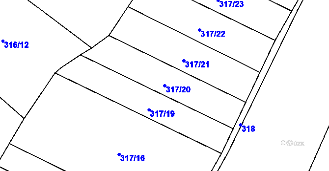 Parcela st. 317/20 v KÚ Husinec u Řeže, Katastrální mapa