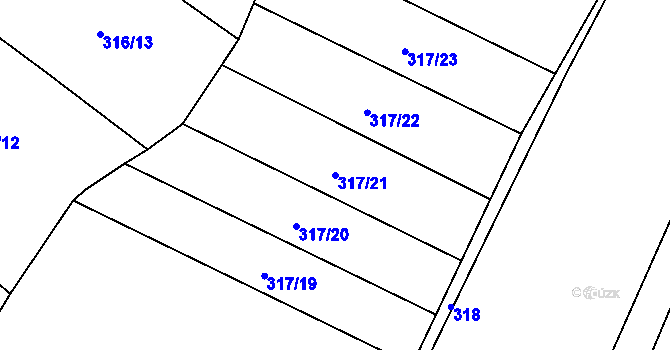 Parcela st. 317/21 v KÚ Husinec u Řeže, Katastrální mapa
