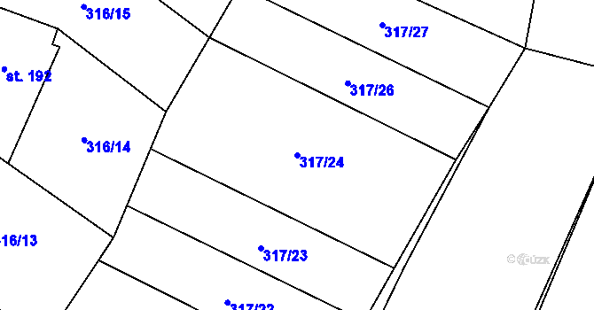 Parcela st. 317/24 v KÚ Husinec u Řeže, Katastrální mapa