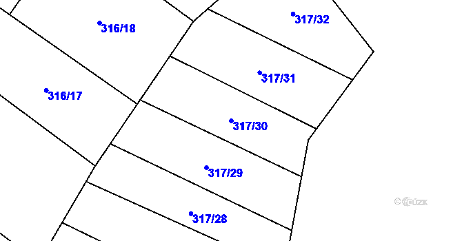 Parcela st. 317/30 v KÚ Husinec u Řeže, Katastrální mapa
