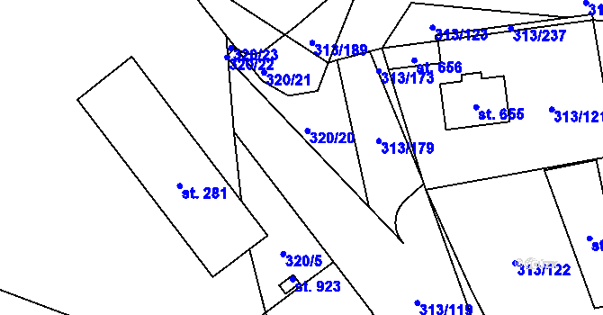Parcela st. 320/3 v KÚ Husinec u Řeže, Katastrální mapa
