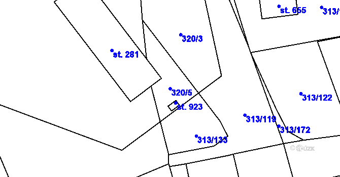 Parcela st. 320/5 v KÚ Husinec u Řeže, Katastrální mapa