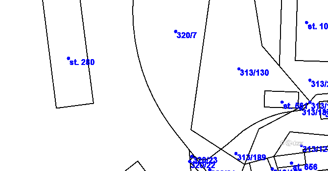 Parcela st. 320/6 v KÚ Husinec u Řeže, Katastrální mapa