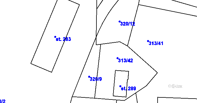Parcela st. 320/10 v KÚ Husinec u Řeže, Katastrální mapa