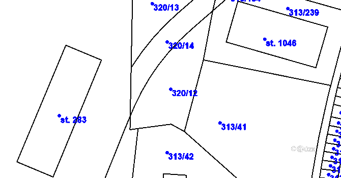 Parcela st. 320/12 v KÚ Husinec u Řeže, Katastrální mapa